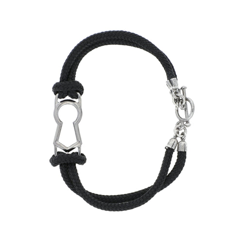 Pulsera de Cerrojo de Plata con Baño de Rodio Negro y Paracord - Alnur Joyería