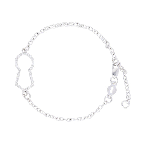 Pulsera de Cerrojo de Plata con Circonias y Baño de Rodio - Alnur Joyería