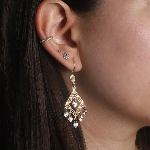 Aretes Grandes de Filigrana de Oro Florentino de 14k