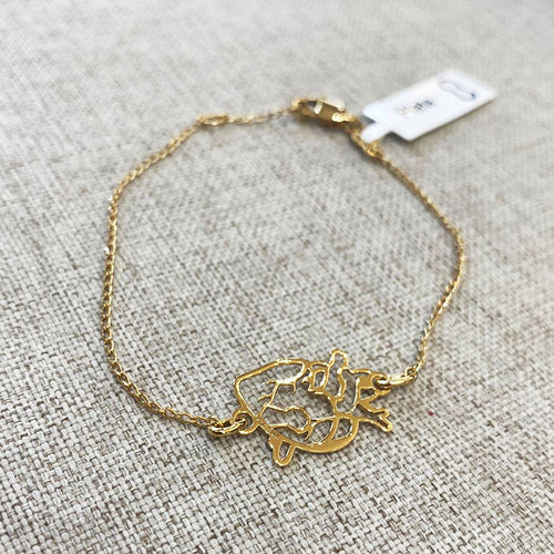 Pulsera de Corazon Abierto de Plata con Baño de Oro